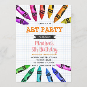 Temainbjudan till Cute Crayon party Inbjudningar
