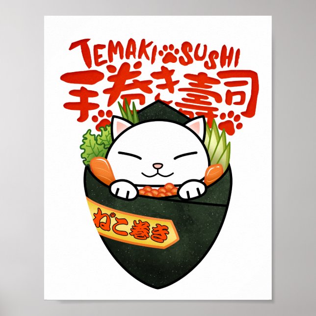 Temaki Sushi Cat Poster (Framsidan)