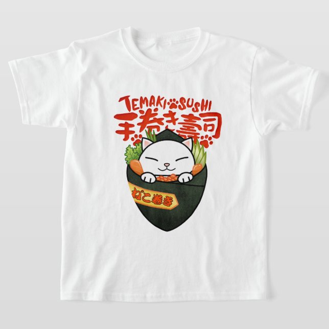 Temaki Sushi Cat T Shirt (Laydown)