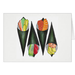 Temaki Sushi Hand Roll Rolls Japanska Food Cuisine Hälsningskort