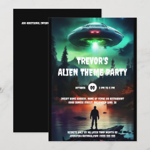 Temaparty för att invadera Alien UFO Inbjudningar