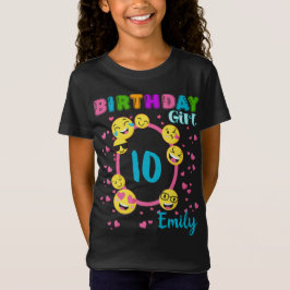 Temapartyet Emoji Birthday Girl Matching Anpassnin T Shirt