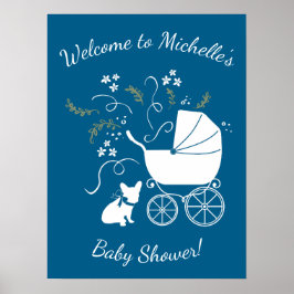 Temapartyet fransk Bulldog - Babyblått Poster