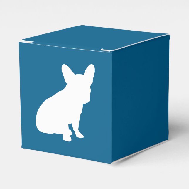 Temapartyet fransk Bulldog - Babyblått Presentaskar (Framsidan Sidan)