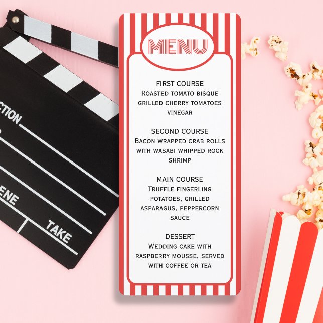Temapartyet Popcorn Red and White Stripe Movie Meny (Skapare uppladdad)