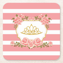 Temapartyet  Rosa Blommigt Princess Underlägg Papper Kvadrat