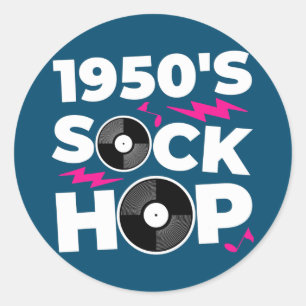 temapartyet Sock Skutt 50's Dance Runt Klistermärke