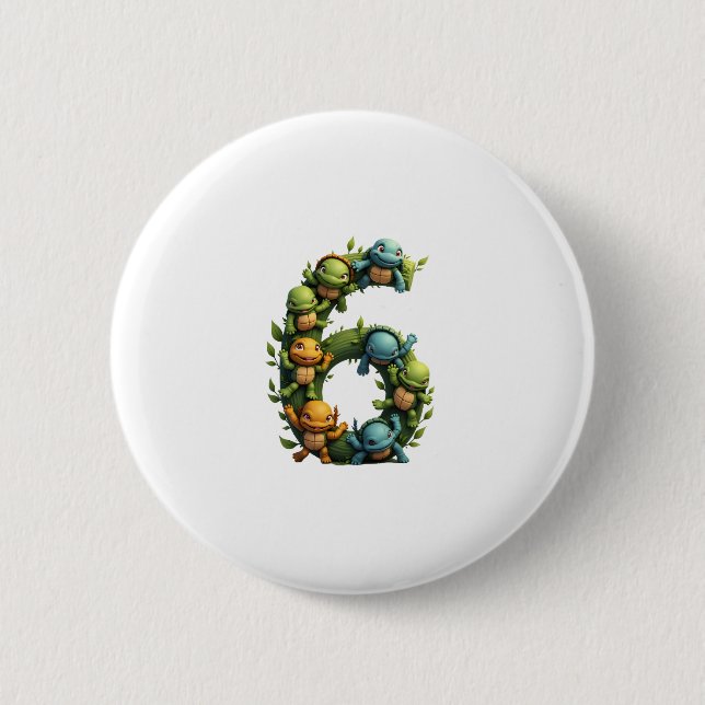 Temapartyet Tortoise för sköldpaddssköldpadda i 6e Knapp (Framsida)