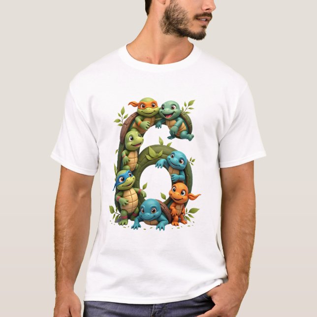Temapartyet Tortoise för sköldpaddssköldpadda i 6e T Shirt (Framsida)