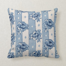 Temat Pillow för klassisk blå Blommigt i Elfenbens Kudde