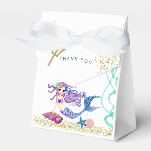 Tematisk Födelsedagsfest för Sjöjungfru av vattenf Presentaskar (Framsidan Sidan)