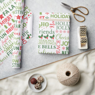 Tematypografi om jul i mönster presentpapper