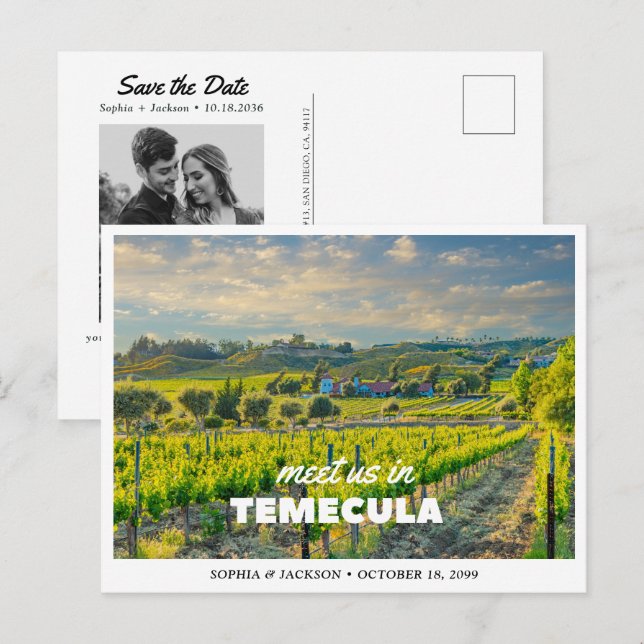 Temecula Bröllopshelg Vinbruk Spara Datum Vykort (Fram/baksida)