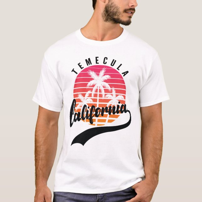 Temecula, California Retro Sunset Manar-Shirt T Shirt (Framsida)