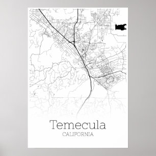 Temecula Karta - Kalifornien - City Karta Poster