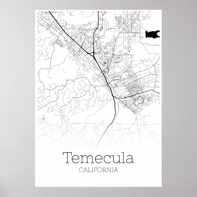 Temecula Karta - Kalifornien - City Karta Poster (Framsidan)