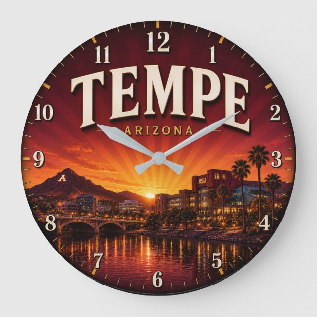 Tempe Arizona Desert Sunset City Stor Klocka (Framsida)