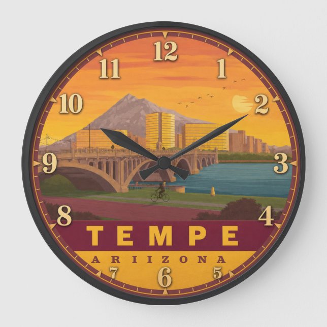 Tempe Arizona Sunset Bridge Stor Klocka (Framsida)