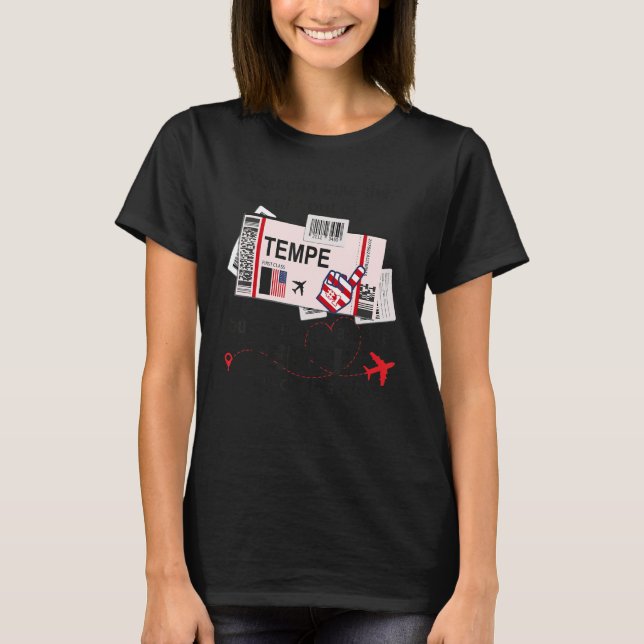 Tempe Girl Tempe Boarding Pass T Shirt (Framsida)