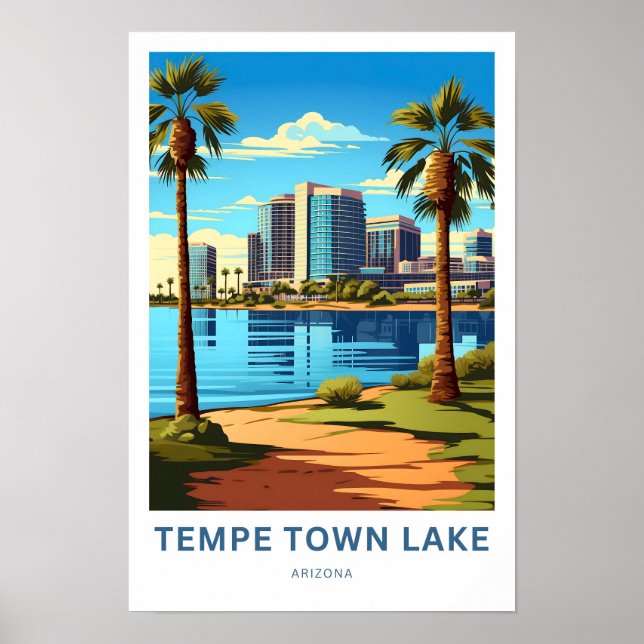 Tempe Town Sjö Arizona Travel Skriv ut Poster (Framsidan)