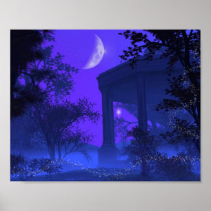 Tempel av Diana i månsken Poster