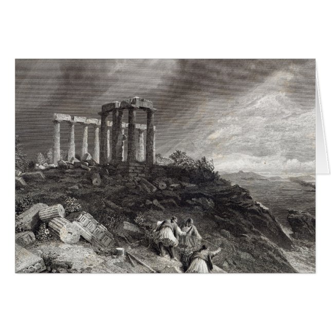 Tempel av Minerva Sunium som inristas av J. Hälsningskort (Framsidan Horizontal)