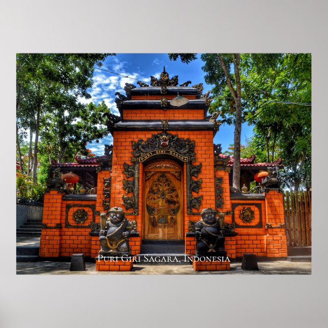 Tempel Gate Buddhism Indonesien Resmål Poster (Framsidan)