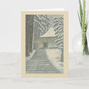 Tempel i snö - japanskt julkort helgkort