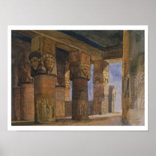 Tempel of Denderah, Upper Egypten (w/c på papper n Poster