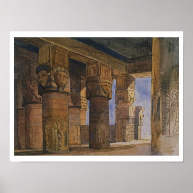 Tempel of Denderah, Upper Egypten (w/c på papper n Poster (Framsidan)