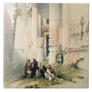Tempelet kallade El Khasne, Petra, mars7:e 1839, Kakelplatta