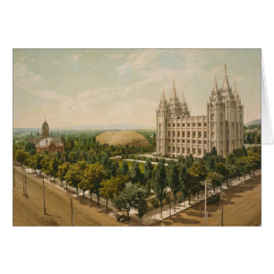 Tempelet kvadrerar Salt Lake City Utah i 1899 Hälsningskort