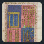 Tempelinstrumenten Fyrkantigt Klistermärke<br><div class="desc">Italienska skolans instrument "Fru OR.26 fol.26r",  från Hebrew Bible vid Biblioteca Estense Universitaria i Modena,  Italien. Tempelinstrumentet,  "Ms.OR.26 fol.26r" från hebreiska bibeln,  skapades runt 1500-talet.</div>
