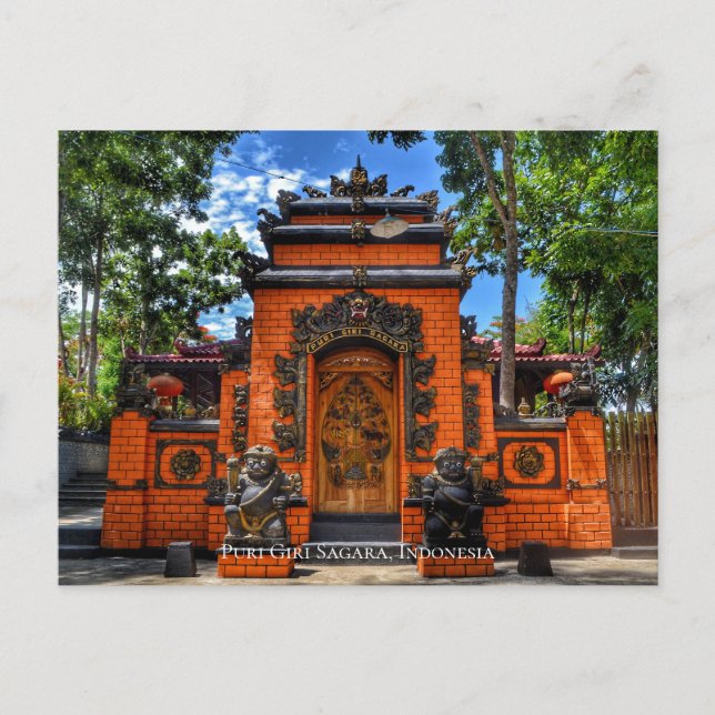Tempelport Buddhism Indonesien Resmål Vykort (Framsida)