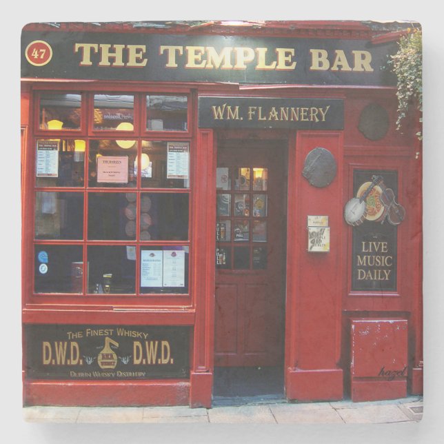 Tempelpub, Dublin, irländsk PubmarmorCoaster. Stenunderlägg (Framsidan)