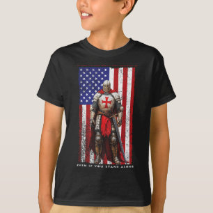 Tempelriddare Korsfarare Valor Amerikansk Flagga 4 T Shirt