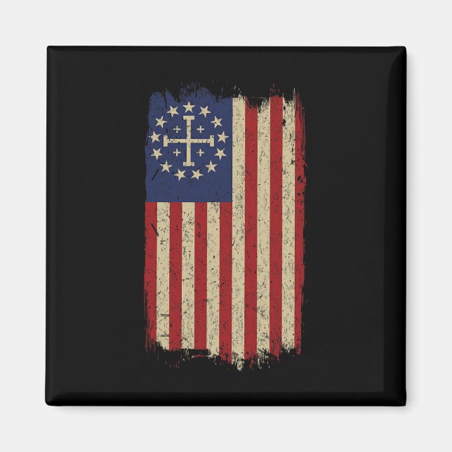 Tempelriddarkorset Jerusalemskorset Amerikansk fla Magnet (Framsidan)