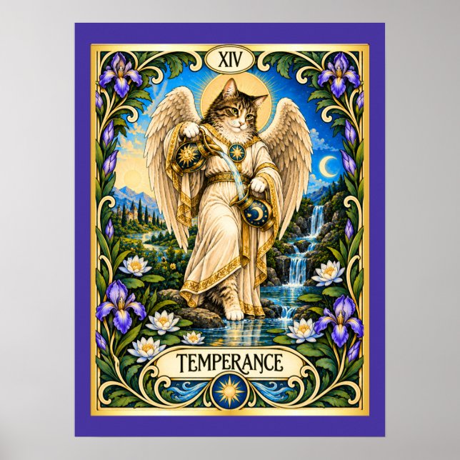 Temperance Katt Tarot - Harmoni och Balans Poster (Framsidan)
