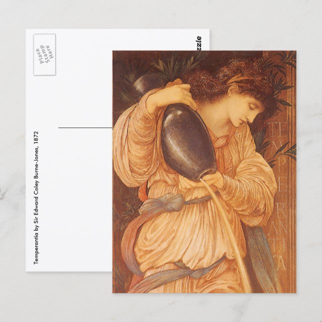 Temperantia av Sir Edward Coley Burne-Jones Vykort (Fram/baksida)