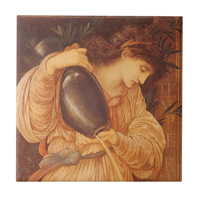 Temperantia från Herr Edward Coley Burne-Jones Kakelplatta (Framsidan)