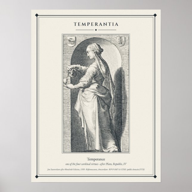 Temperantia Måttfullhet Kardinaldygd Gravyr Poster (Framsidan)
