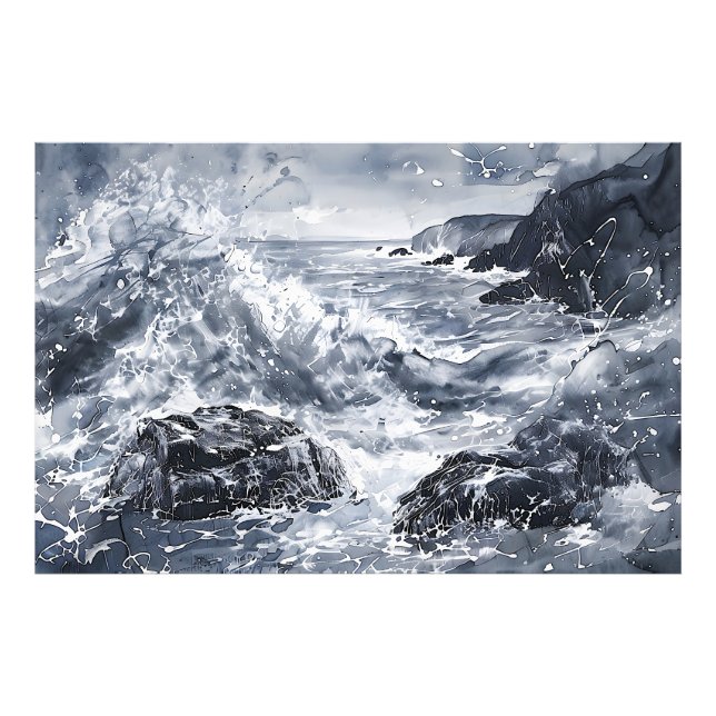 Tempest på Welsh Shore Fototryck (Framsidan)
