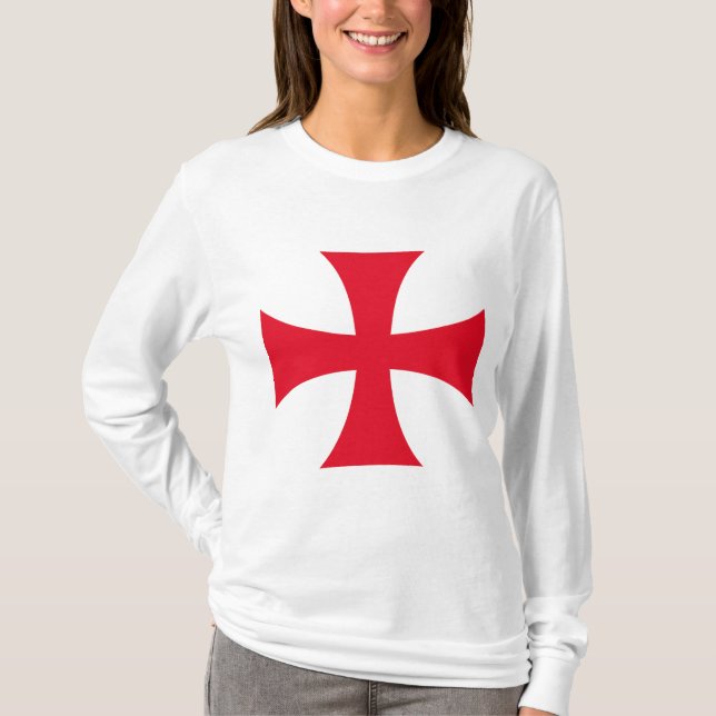 Templar Cross Crusader Kvinnors Långärmad Tee (Framsida)