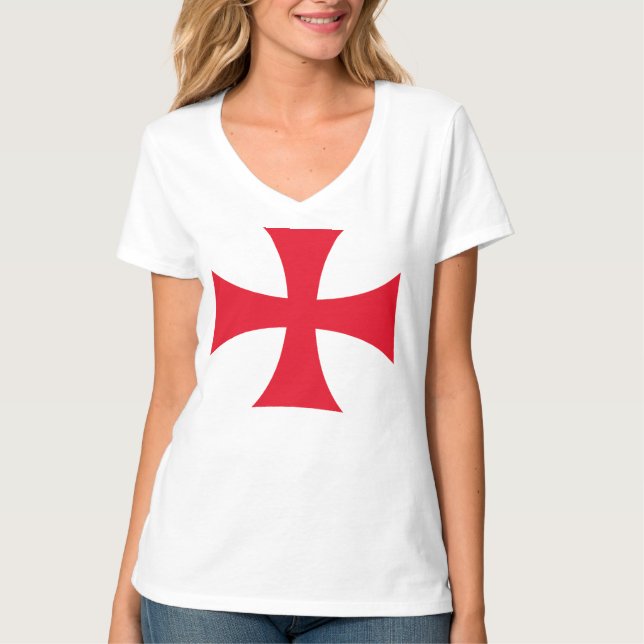 Templar Cross Crusader Women's V-Neck Tee (Framsida)