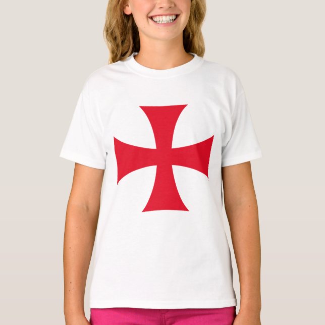 Templar Cross Girl's Tee Shirt (Framsida)