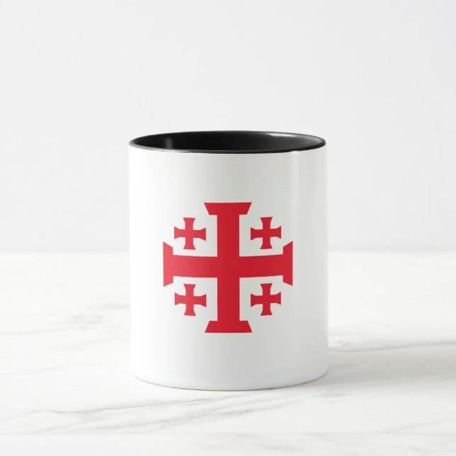 Templar Crusader Jerusalem Cross Coffee Mug Mugg (Center)