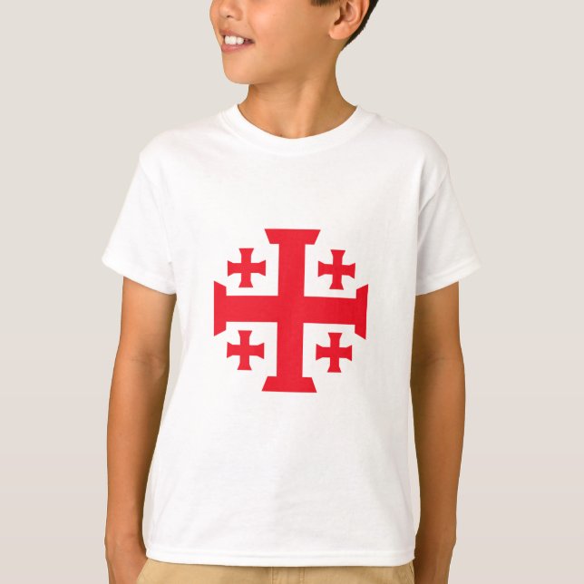 Templar Crusader Jerusalem Cross Kid's Tee Shirt (Framsida)