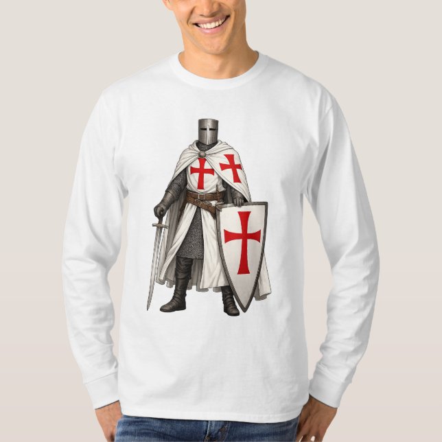 Templar Knight Crusader Men's Long Sleeve Tee (Framsida)