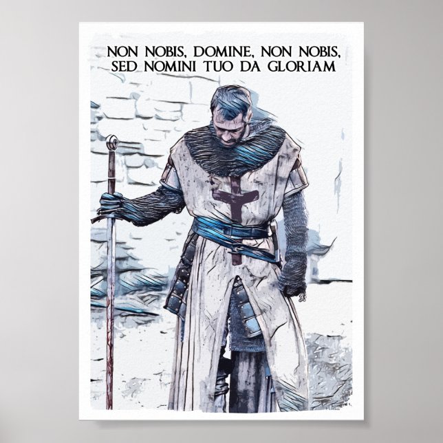 Templar Knight motto abstract portrait Poster (Framsidan)
