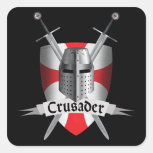 Templar - korsfarareärmar fyrkantigt klistermärke